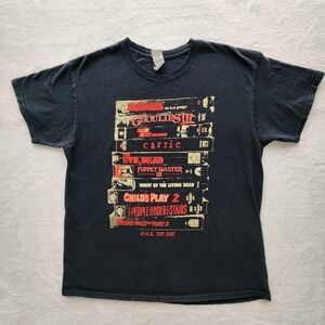VHS Horror Movies Shirt Black Mens Large Childs Play Puppet Master Friday 13th